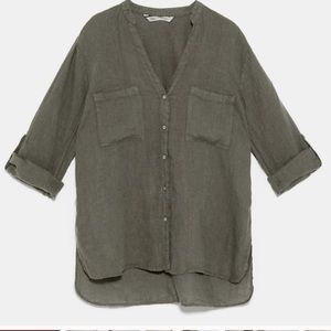 Sold out: Zara olive green linen button down